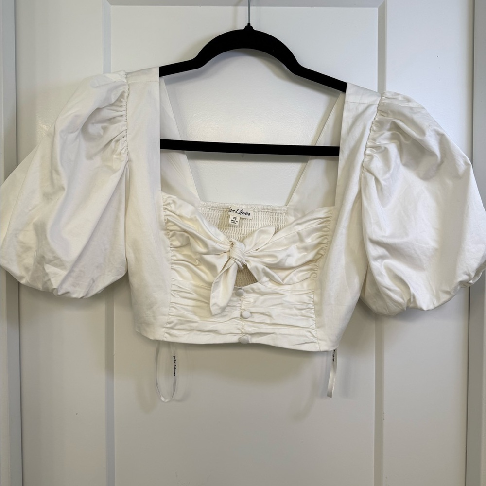 For Love And Lemons White Puff Sleeve Blouse
